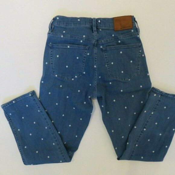 J Crew Jeans Vintage Straight Blue White Polka Dot Stretch Pants Women’s… - Picture 3 of 9